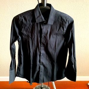 Kenneth Cole New York 100% Cotton Black Textured Dress Shirt. French Cuffs.